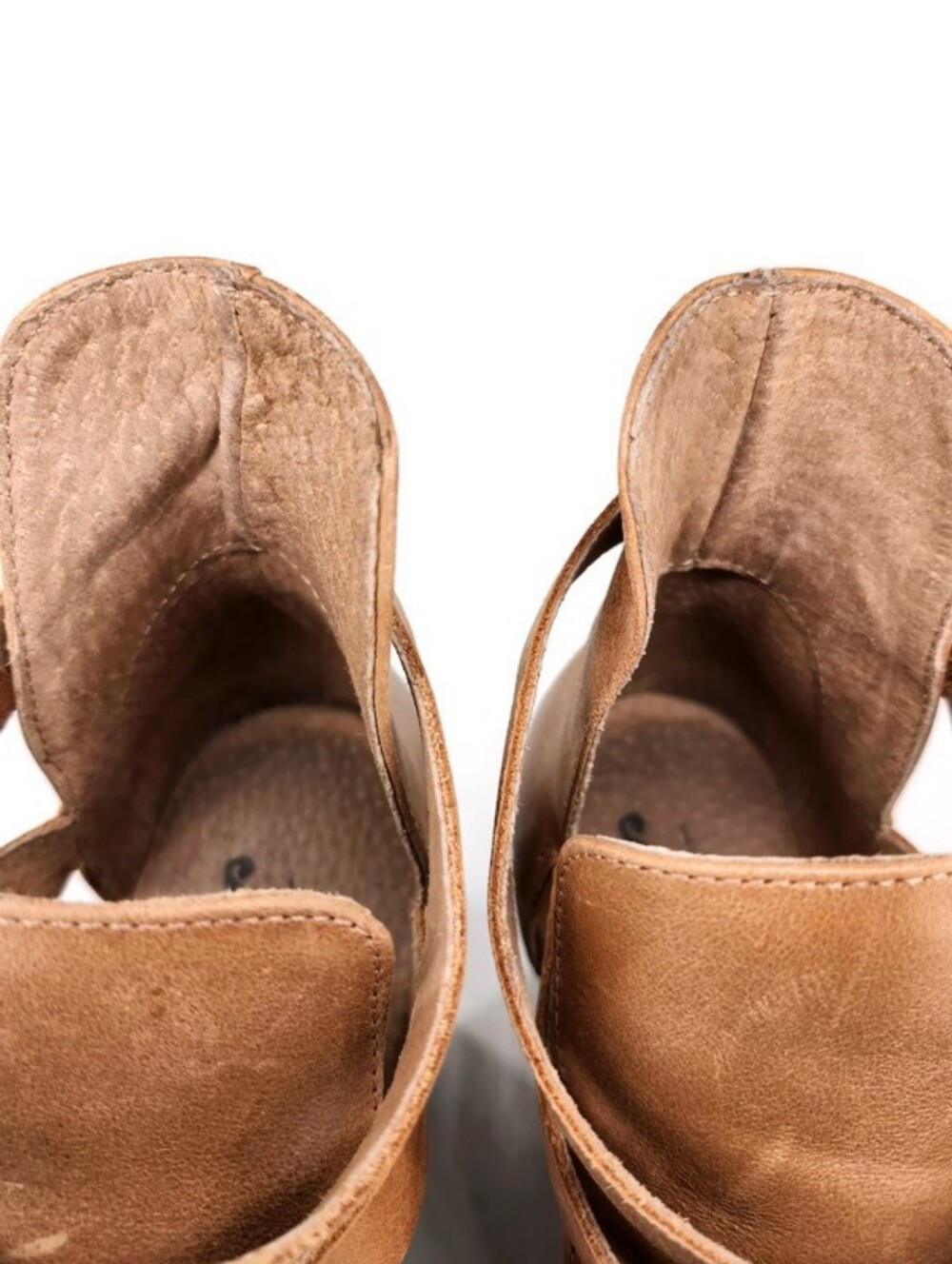 Free People Cedar Tan Smooth Leather Wooden High Heel Platform Clogs - Picture 9 of 14